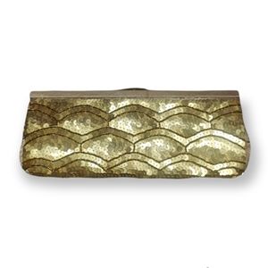 Gold sequin clutch